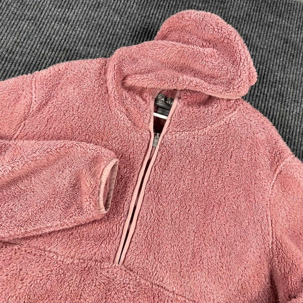 Ariat Pullover Hooded Fleece Sweatshirt Womens 2XL XXL Pink Long Sleeve 1/4 Zip